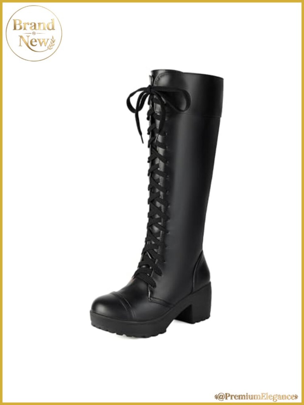 Knee High Combat Boots Lace Up Platform Block Heel Cosplay
